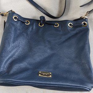 MICHAEL KORS BLUE LEATHER DRAW STRING BUCKET SHOULDER BAG
